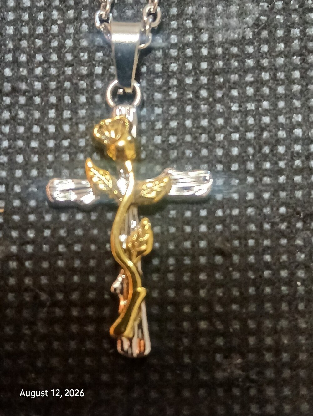 Access Christian Apparel Silver Colored Cross, Gold Colored Rose, 24" Adj. Chain - Picture 5 of 6